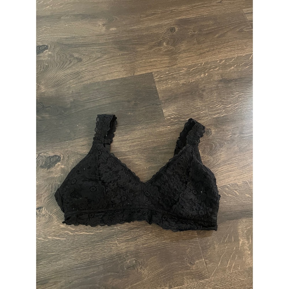 Urbanology Black Floral Lace Bralette V-Neck Wireless Adjustable Straps XL